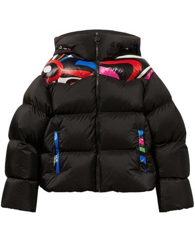 Emilio Pucci Marmo-print Hooded Quilted Jacket - Women's - Nylon - Black