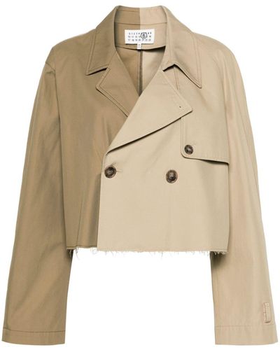 MM6 by Maison Martin Margiela Colour-block Cropped Jacket - Natural