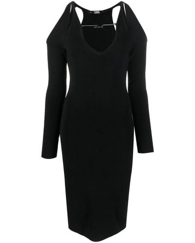 Karl Lagerfeld Chain-link Cut-out Dress - Black