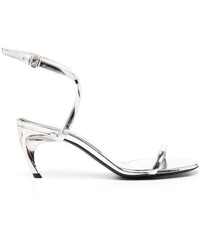 Alexander McQueen Armadillo 90mm Metallic Sandals - Natural