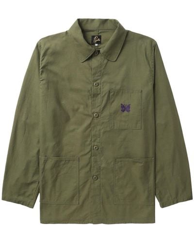 Needles Embroidered Cotton Shirt Jacket - Green
