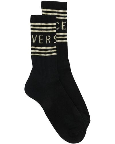Versace Intarsia-knit Socks - Black