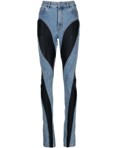 Mugler Jeans Met Contrasterend Vlak - Blauw