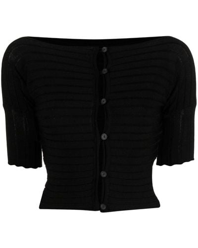 Low Classic Cut-out Ribbed Top - Black