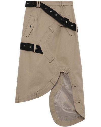 ROKH Asymmetric Cotton Midi Skirt - Natural