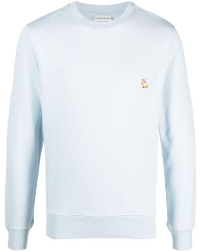 Maison Kitsuné Sweatshirt mit Fuchs-Applikation - Blau