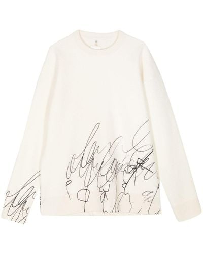 OAMC Cotton-wool Graphic-print Sweater - White