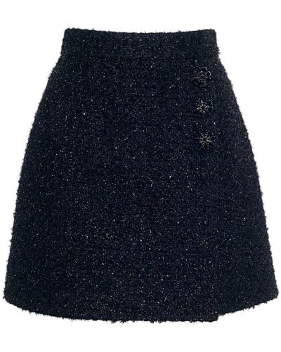 Adam Lippes Tweed Wrap Miniskirt - Blue