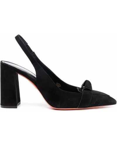 Santoni Knot-embellished 95mm Slingback Court Shoes - Black