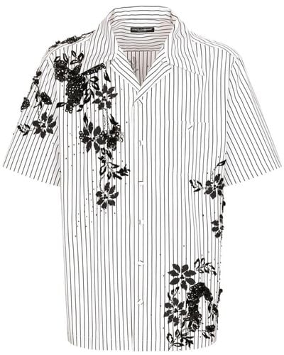 Dolce & Gabbana Floral-print Striped Shirt - White