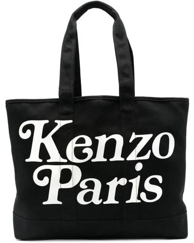KENZO Grand sac cabas à logo imprimé - Noir