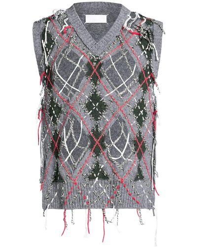 Maison Margiela Débardeur en maille intarsia - Gris