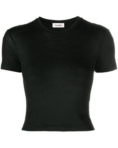 Nanushka T-Shirt mit rundem Ausschnitt - Schwarz