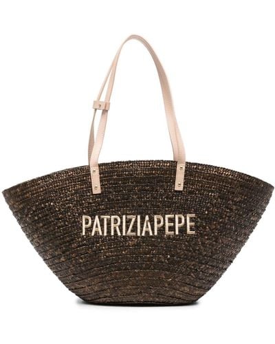 Patrizia Pepe Logo-embroidered Tote Bag - Black