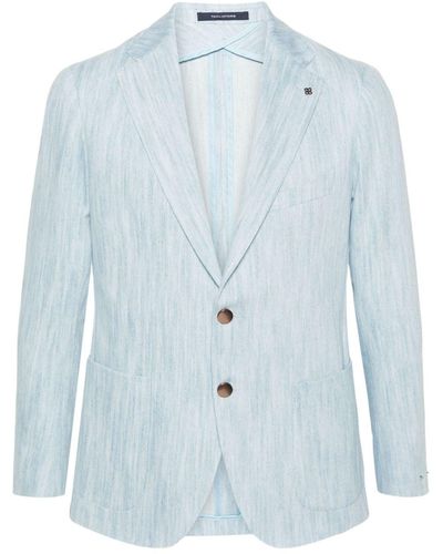 Tagliatore Single-breasted Cotton Blazer - Blue