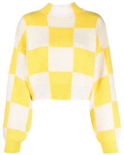 Stine Goya Checkerboard-knit Jumper - Yellow