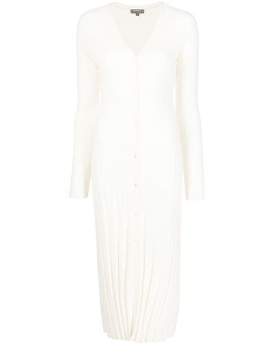 N.Peal Cashmere リブニット ロングドレス - ホワイト