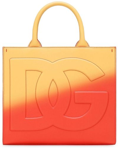 Dolce & Gabbana Bolso shopper Daily con logo en relieve - Naranja