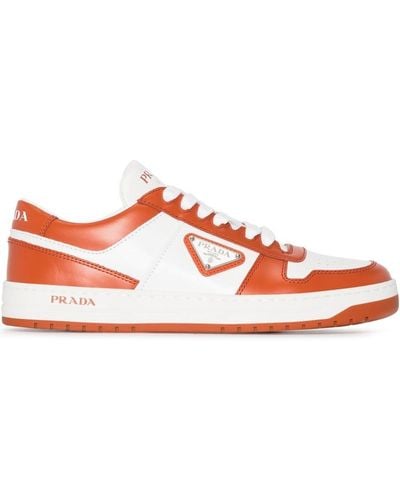 Prada Downtown Leather Trainers - Red