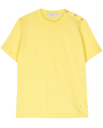 Manuel Ritz Button-shoulder Fine-knit Top - Yellow