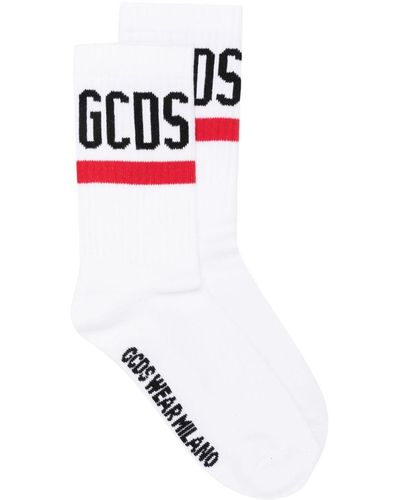Gcds Intarsia-knit Logo Socks - White