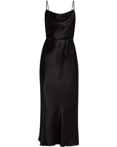 Shona Joy Bias Satin Midi Dress - Black