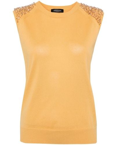Fabiana Filippi Funghetto Crystal-embellished Knitted Top - Yellow