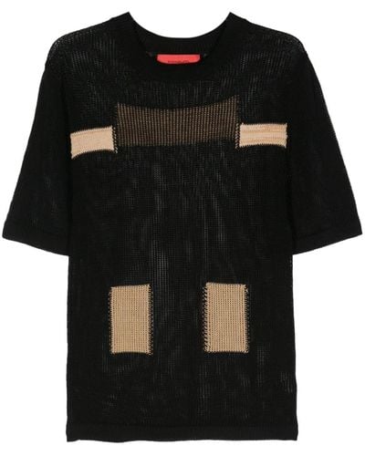Eckhaus Latta Open-knit Colour-block Jumper - Black