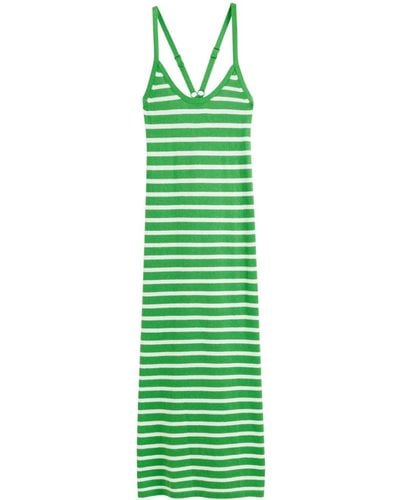 Chinti & Parker Striped Knitted Midi Dress - Green