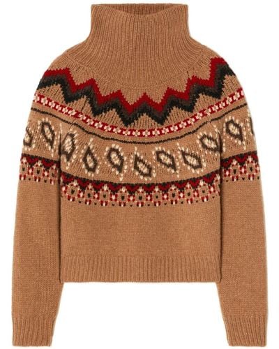 Alanui Antarctic Circle Roll-neck Sweater - Brown