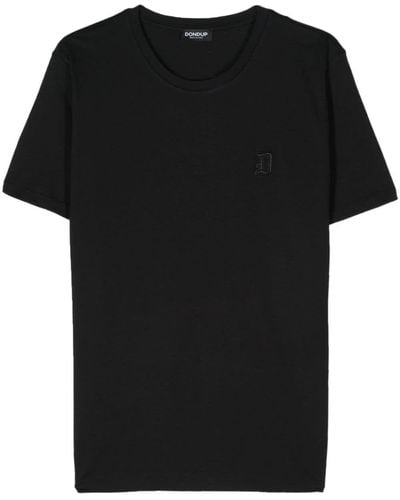 Dondup Logo-embroidered Cotton T-shirt - Black