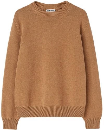 Jil Sander Crew-neck Cashmere-blend Sweater - Brown