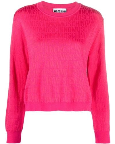 Moschino Logo-jacquard Wool Sweater - Pink