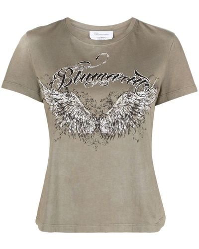 Blumarine T-Shirt mit Logo-Print - Grau