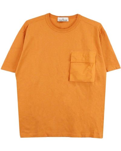 Stone Island T-Shirt mit Klappentasche - Orange