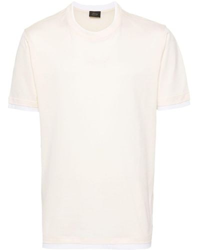Brioni T-shirt a strati con ricamo - Bianco
