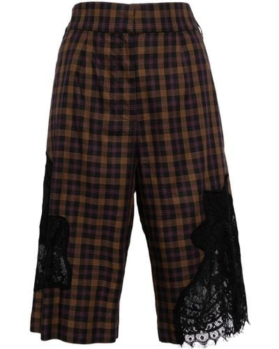 Collina Strada Lace-detailing Cotton Bermuda Shorts - Gray