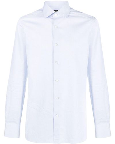Zegna Pure Linen long-sleeve shirt - 014 WHITE