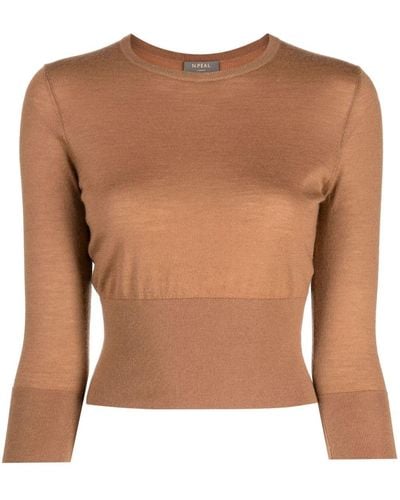 N.Peal Cashmere Fine-knit Cropped Sweater - Brown