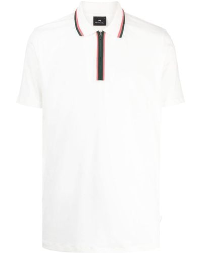PS by Paul Smith Zip-up Cotton Polo Shirt - White