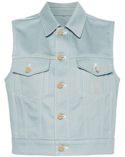 Fendi Denim Crop Vest - Blue