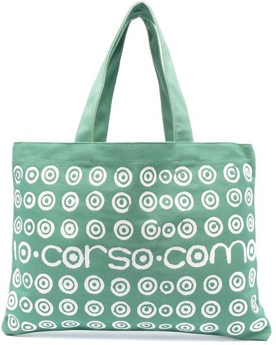 10 Corso Como Spiral Logo Print Tote Bag - Green