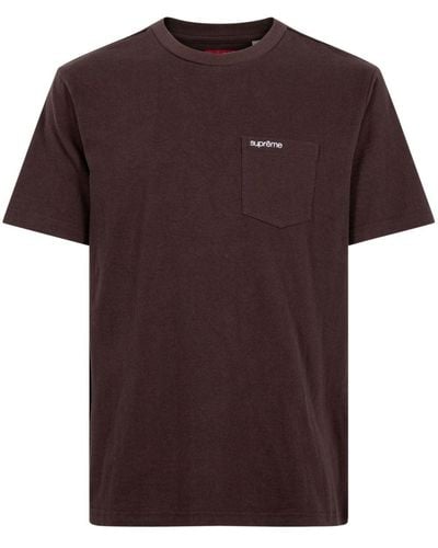 Supreme Logo-embroidered Pocket T-shirt - Brown