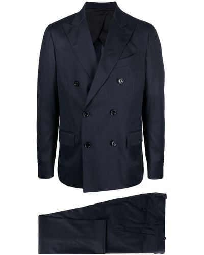 Lardini Pinstripe-pattern Double-breasted Suit - Blue