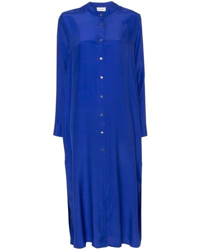 P.A.R.O.S.H. Long-sleeve Silk Dress - Blue