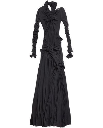 Balenciaga Robe longue à détail noué - Noir