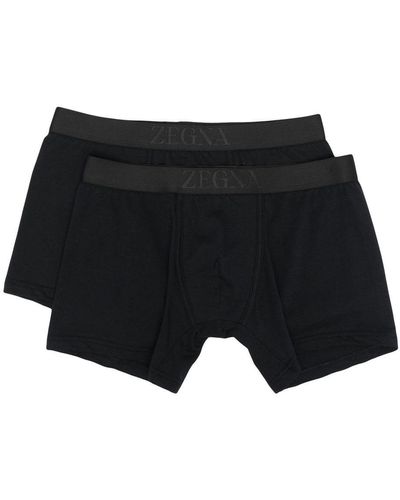 Zegna Logo-waistband Boxers Set Of 2 - Black