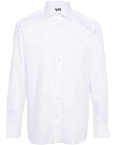 Zegna Camisa con cuello italiano - Blanco