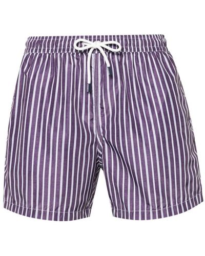 Fedeli Madeira Striped Swim Shorts - Purple