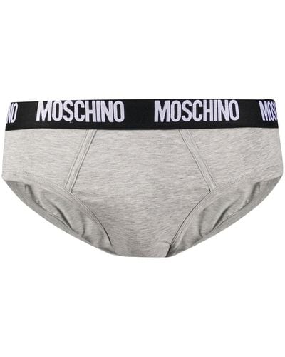 Moschino Logo Waistband Briefs - Grey